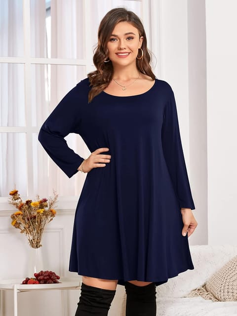 BELAROI Womens Fall Dresses 3/4 Sleeve Casual Swing T-Shirt Dress Plus Size  Loose Tunic Dress