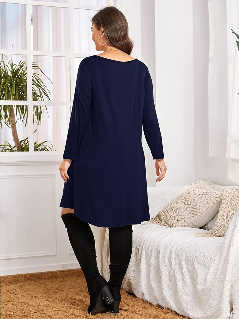 BELAROI Womens Fall Dresses 3/4 Sleeve Casual Swing T-Shirt Dress Plus Size Loose Tunic Dress