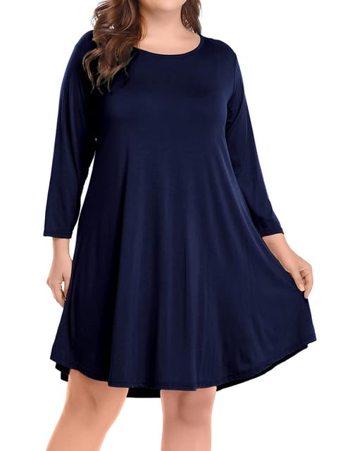 BELAROI Womens Fall Dresses 3/4 Sleeve Casual Swing T-Shirt Dress Plus Size  Loose Tunic Dress