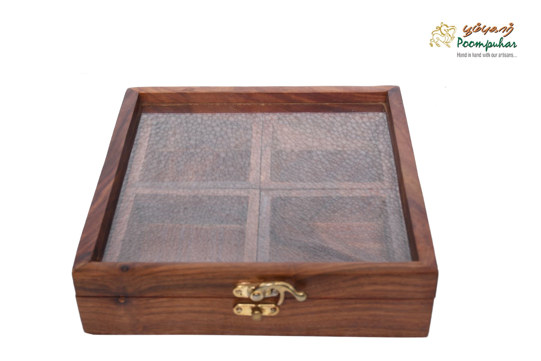 8X8 INCH SHEESAM WOOD MASALA BOX