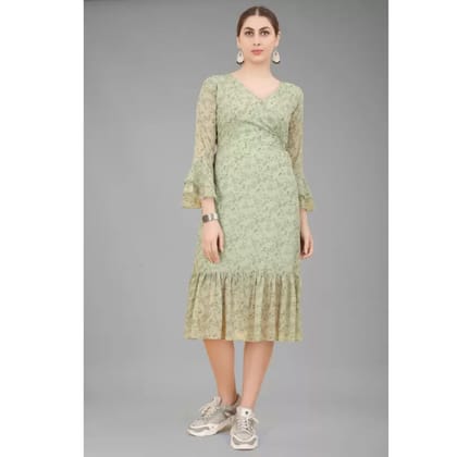 Women A-line Green Dress