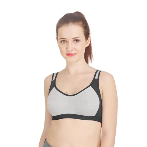 FASHION BONES Women's Everyday Cotton Sports Bra, Support - Ideal for  Active Women, Non Padded, Gym, Running
