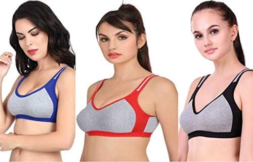 Fashion Bones - Sports Bra Gym Workout Yoga Non Padded Non Wired Pull On Bra  (Pack of 3)