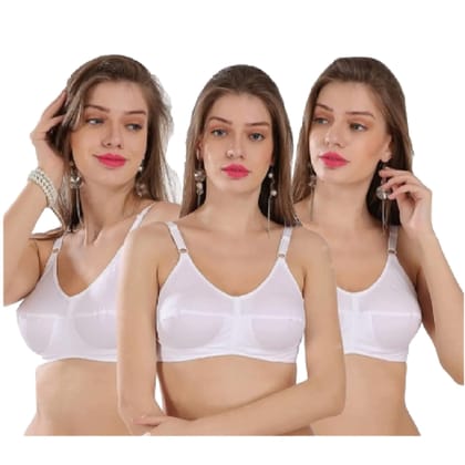 FASHION BONES Full Coverage Daily Use Cotton Cross Bra in Cup Size C for  Women and Girls Combo Pack of 2 White