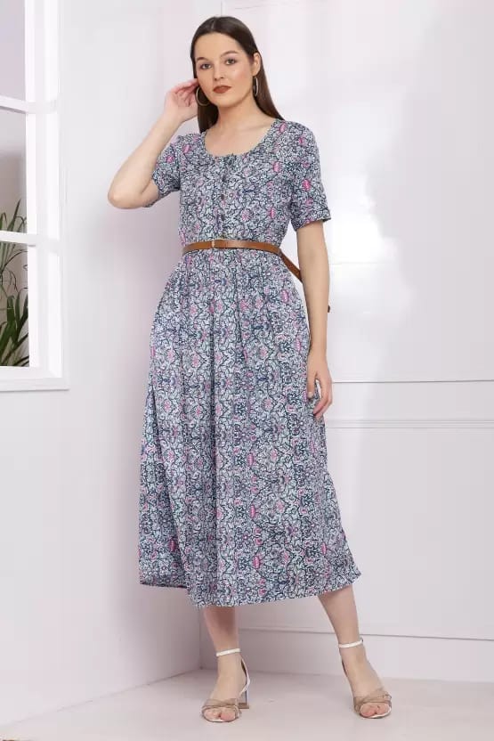 ZESHE MESHE Women A-line Multicolor Dress