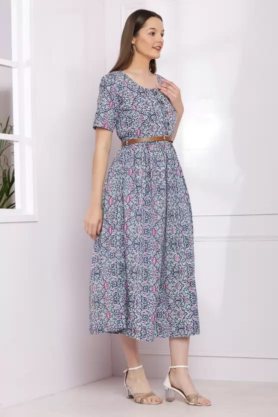 ZESHE MESHE Women A-line Multicolor Dress