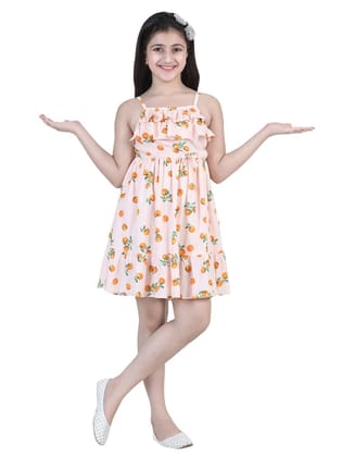 StyleStone Girls Orange Print Dress (9395OrngFantaDrs14-15)
