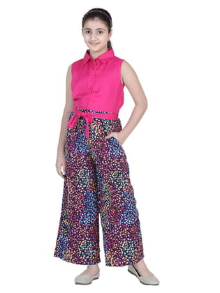 StyleStone Girls Multi Coloured Printed Jumpsuit (9384PinkGalaxyJS4-5)