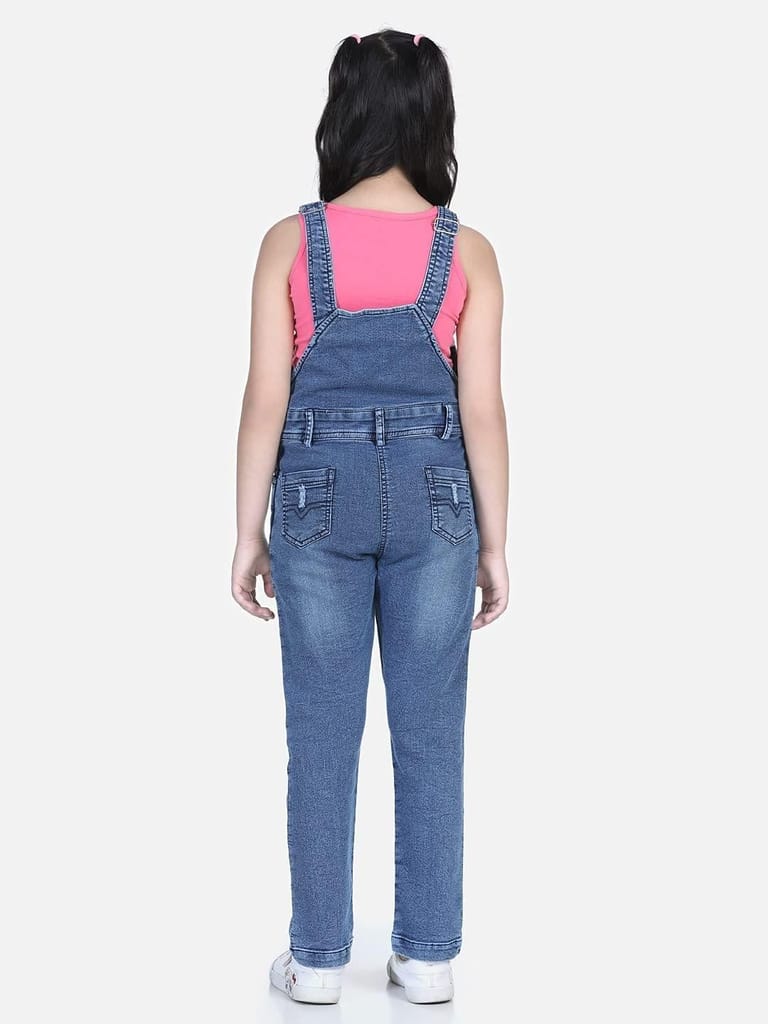 StyleStone Girls Distressed Denim Dungaree (T-shirt not included) (9383WhiskDng9-10)
