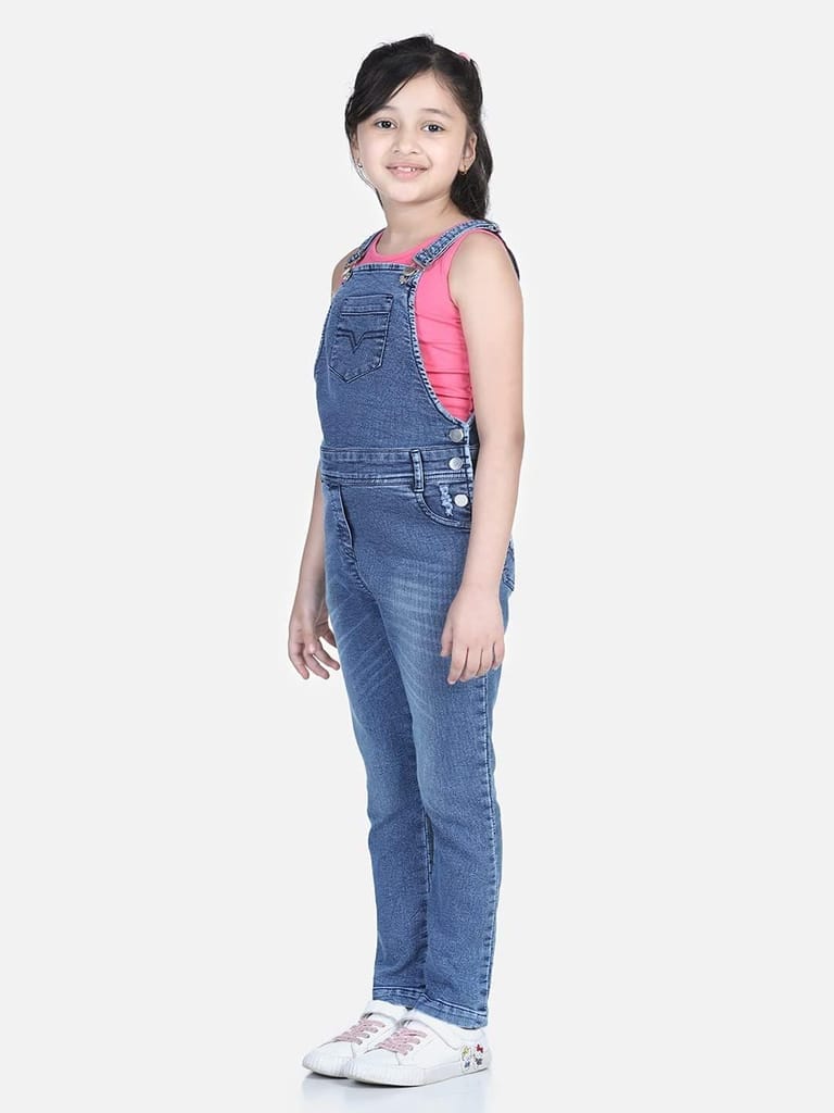 StyleStone Girls Distressed Denim Dungaree (T-shirt not included) (9383WhiskDng9-10)