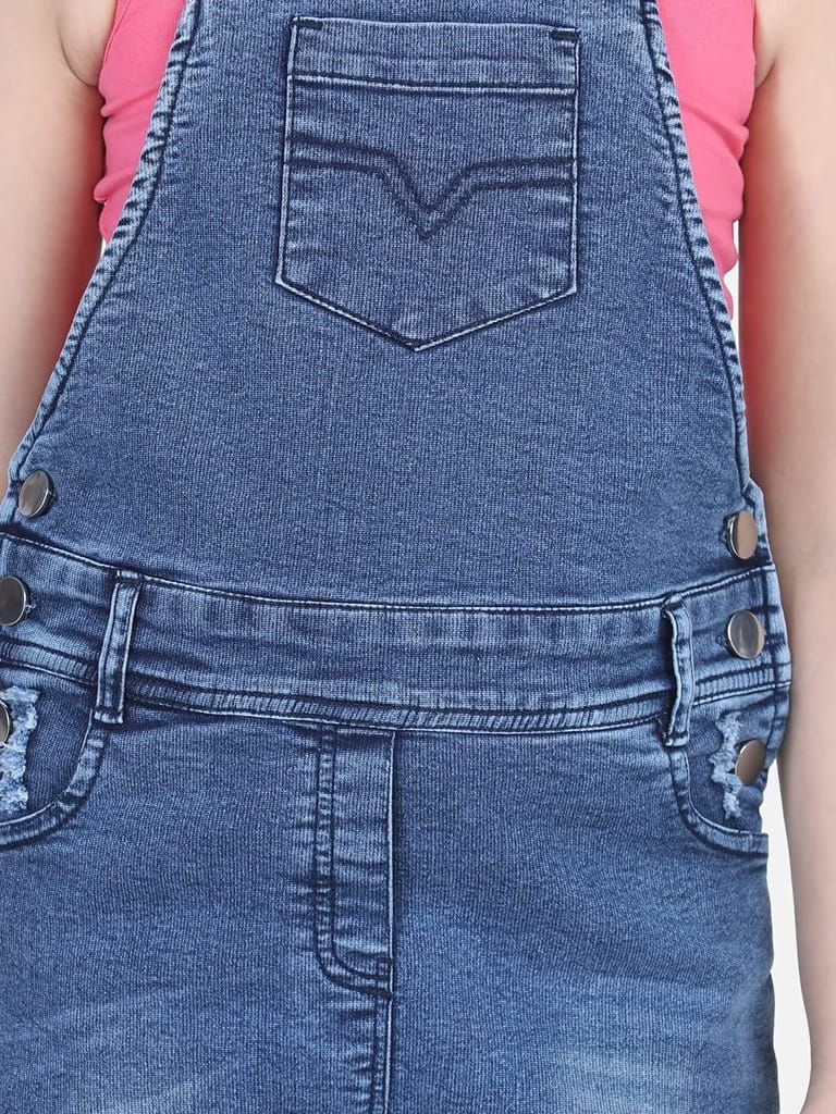 StyleStone Girls Distressed Denim Dungaree (T-shirt not included) (9383WhiskDng9-10)