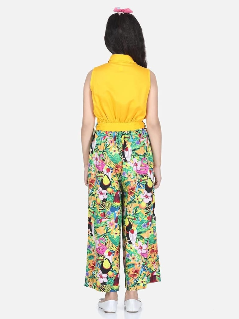 StyleStone Girls Yellow Printed Jumpsuit (9377YelloMeghaJS9-10)