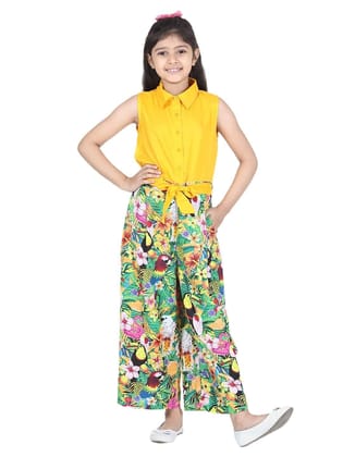 StyleStone Girls Yellow Printed Jumpsuit (9377YelloMeghaJS9-10)