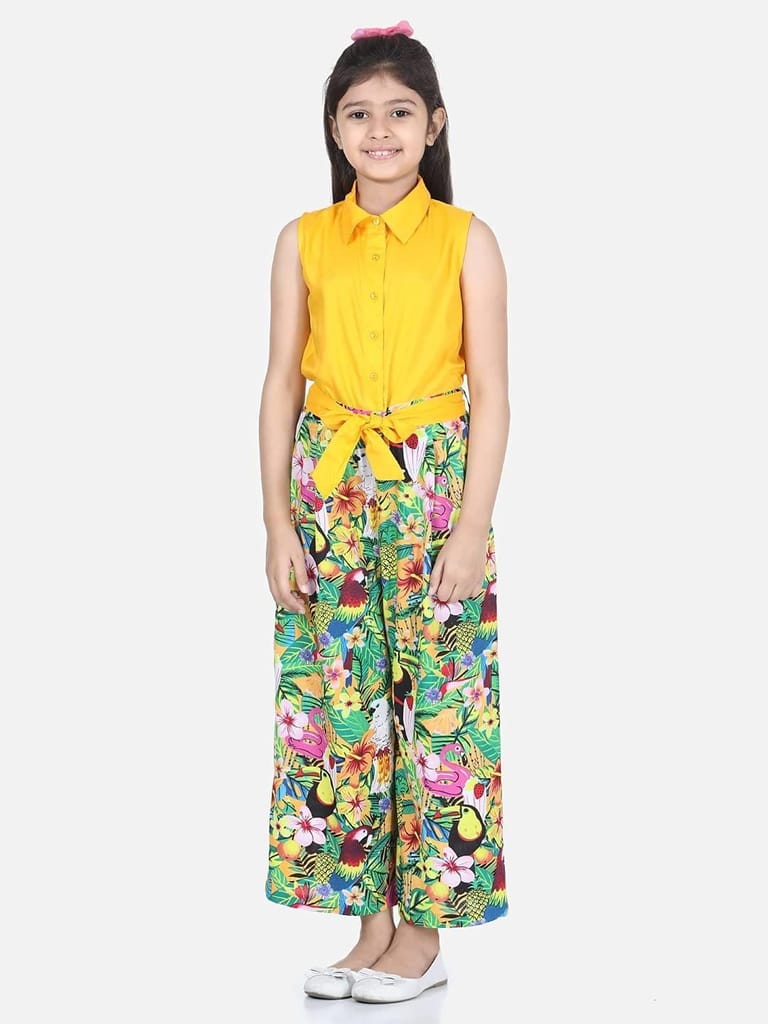 StyleStone Girls Yellow Printed Jumpsuit (9377YelloMeghaJS9-10)