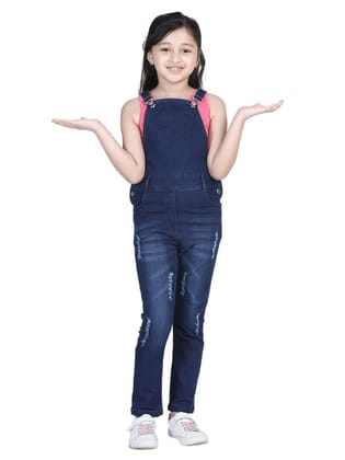 StyleStone Girls Distressed Denim Dungaree (T-shirt not included) (9381LongCutDng12-13)