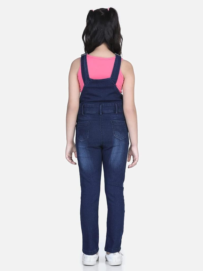 StyleStone Girls Distressed Denim Dungaree (T-shirt not included) (9381LongCutDng12-13)