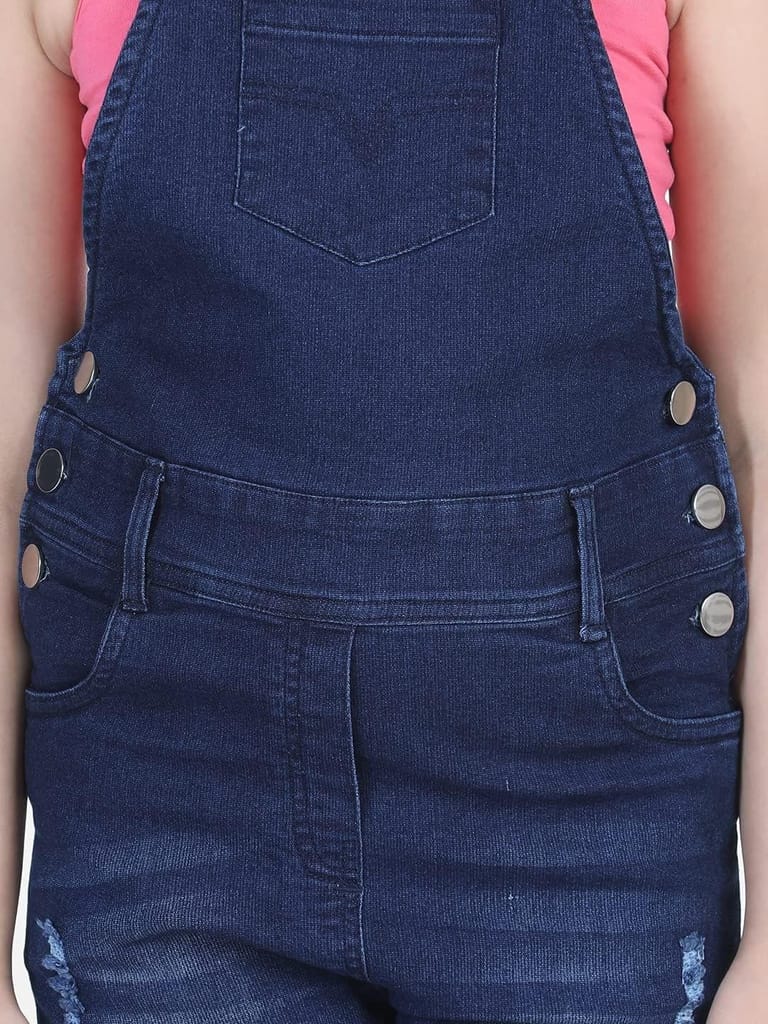 StyleStone Girls Distressed Denim Dungaree (T-shirt not included) (9381LongCutDng12-13)