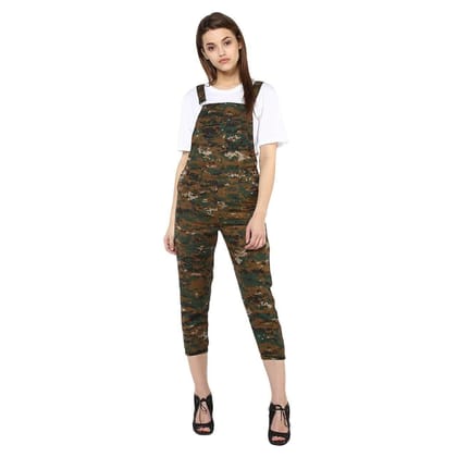 StyleStone (3204ArmyDungrM)-Women's Army Print Dungaree Pants Grey