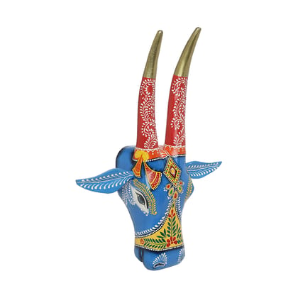 The Cocotier® Nandi inspired blue color wooden animal head. A beautiful and unique addition to any home or office decor.