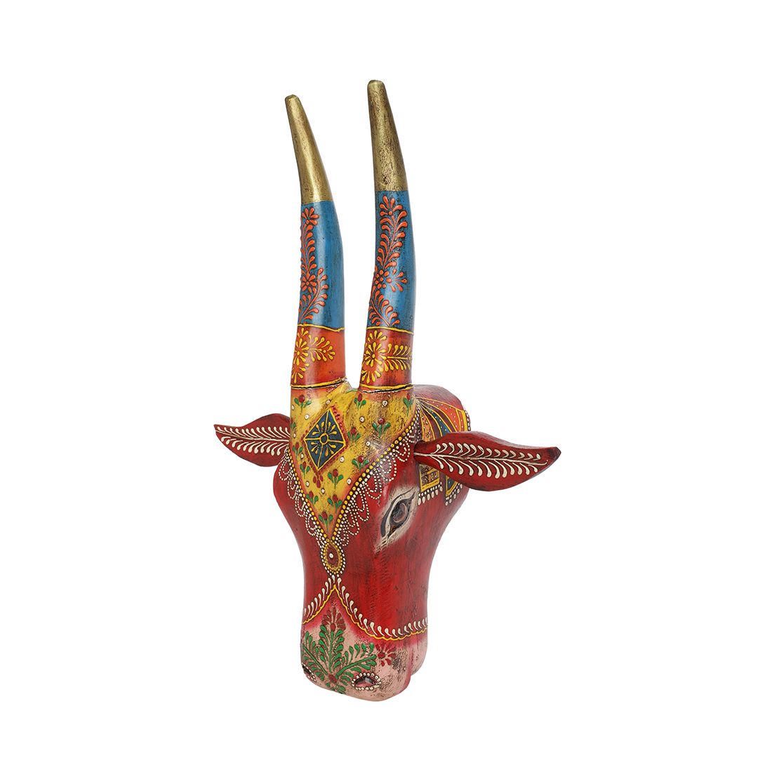 THE COCOTIER® Nandi inspired red color wooden animal head. A Beautiful and Unique Addition to Any Home or Office Decor.