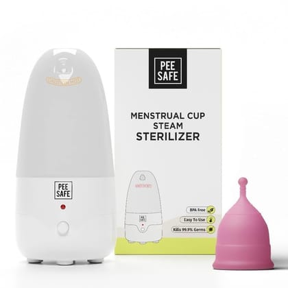 Pee Safe Menstrual Cups For Women, Small Size With Menstrual Cup Sterilizer | Clean Your Menstrual Cup Hassle Free In Just 5 Minutes, Kills 99.9% Of Germs