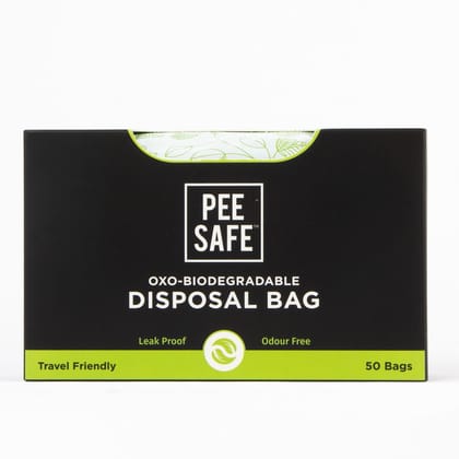 Pee Safe Oxo- Biodegradable Disposal Bags (Pack of 50 Bags) | Leak Poof & Odour Free | Discreet Disposal of Sanitary Pads, Condoms & Hygiene Waste