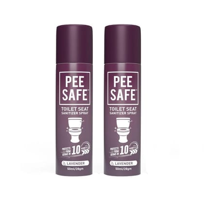 Pee Safe Toilet Seat Sanitizer Spray (50ml - Pack Of 2) - Lavender | Reduces The Risk Of UTI & Other Infections | Kills 99.9% Germs & Travel Friendly | Anti Odour, Deodorizer