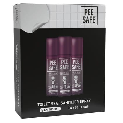 Pee Safe Toilet Seat Sanitizer Spray (50ml - Pack Of 3) - Lavender | Reduces The Risk Of UTI & Other Infections | Kills 99.9% Germs & Travel Friendly | Anti Odour, Deodorizer