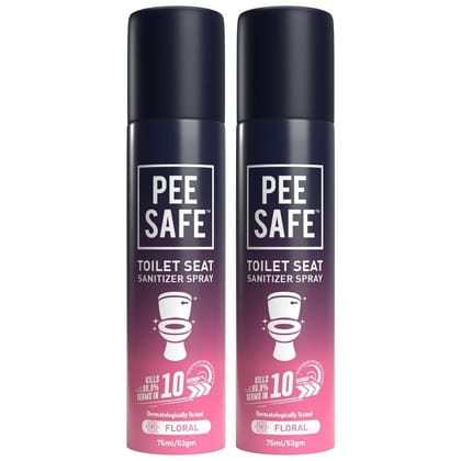 Pee Safe Toilet Seat Sanitizer Spray (75ml - Pack Of 2) - Floral | Reduces The Risk Of UTI & Other Infections | Kills 99.9% Germs & Travel Friendly | Anti Odour, Deodorizer