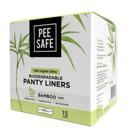 PEESAFE Organic Cotton, Biodegradable Panty Liners (Pack of 15)