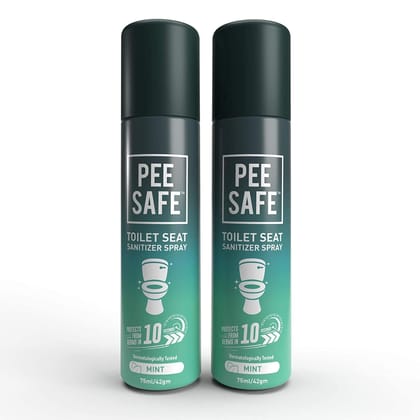 Pee Safe Toilet Seat Sanitizer Spray (75ml - Pack Of 2) - Mint| Reduces The Risk Of UTI & Other Infections | Kills 99.9% Germs & Travel Friendly | Anti Odour, Deodorizer