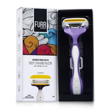 FURR Body Shaving Razor for Women With Japanese Blades | Painless Body Hair Removal With Aloe Vera and Vitamin E Padding | Coated With Titanium & NCAT (1N)