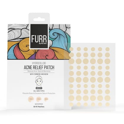 FURR Haldi & Neem Acne Relief Patches With Hydrocolloid | Reduces Acne, Spots and Blemishes | 60 Patches
