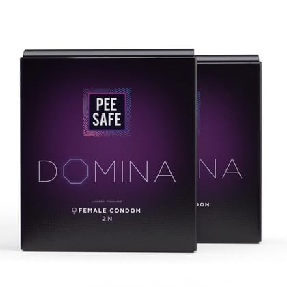 Pee Safe Domina Female Condom with Soft Inner Sponge - Count 4 | No Artificial Colour/Dye | Made with Natural Rubber Latex | Lavender Fragrance | With 4 Biodegradable Disposable Bags