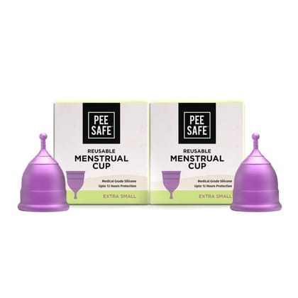 Pee Safe Extra Small Menstrual Cup | Pack Of 2 | Odour & Rash Free | Leakage Proof | Infection Free | Made With Medical Grade Silicone | Reusable Cups