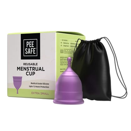 Pee Safe Menstrual Cups For Women | Extra Small Size With Pouch | Odour/Infection/Rash Free | Protects Upto 8-10 Hours | Made With Medical Grade Silicone