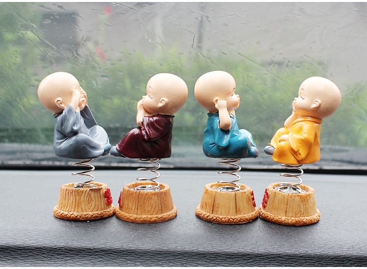 MOHANI Monk Buddha on spring, pack of 4 pieces and Height 8.5 Cm.