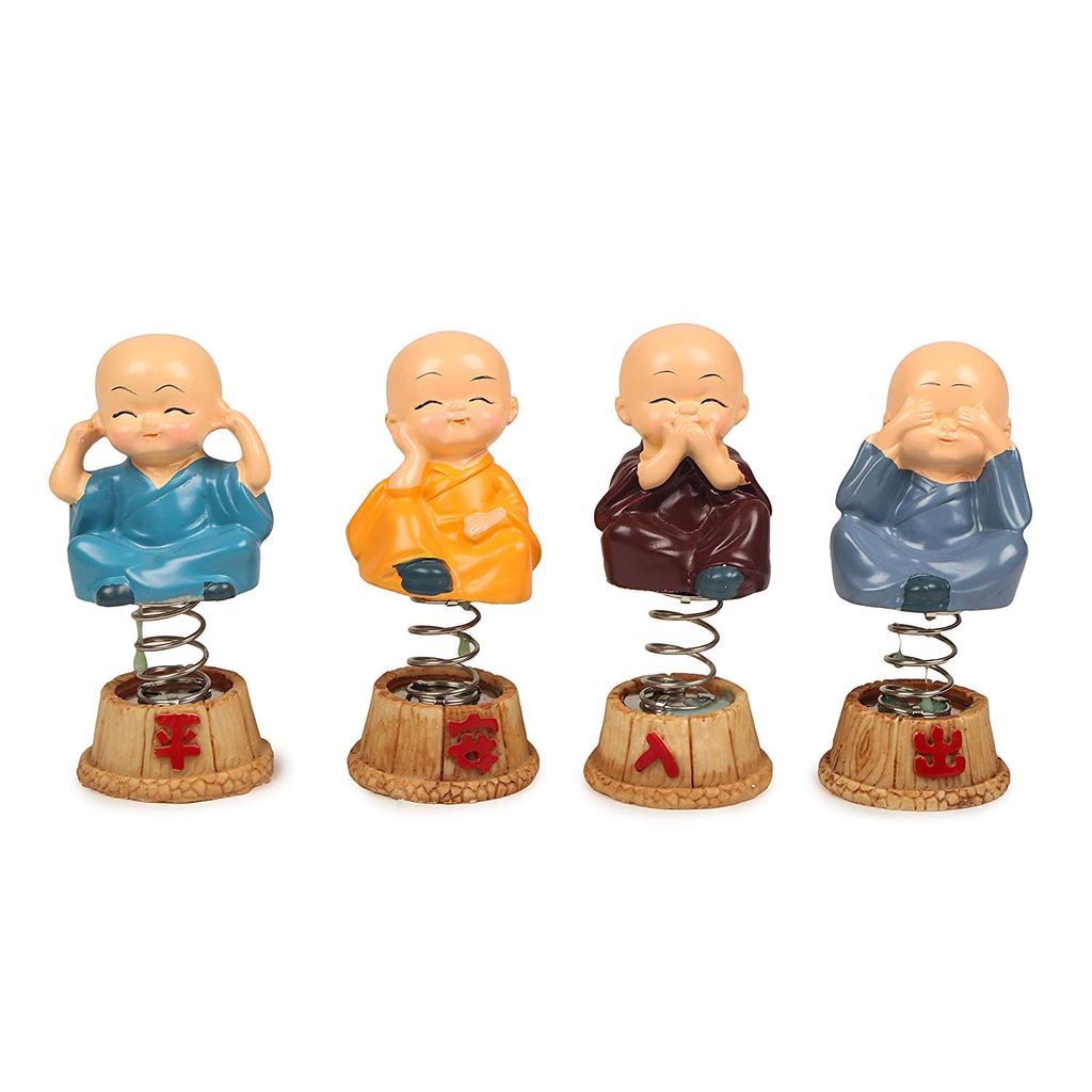 MOHANI Monk Buddha on spring, pack of 4 pieces and Height 8.5 Cm.