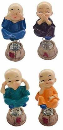 MOHANI Monk Buddha on spring, pack of 4 pieces and Height 8.5 Cm.