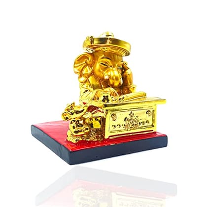 Mohani Gold Ganesha Munim Ji Decorative Showpiece, Height  9 cm  (Polyresin, Gold)