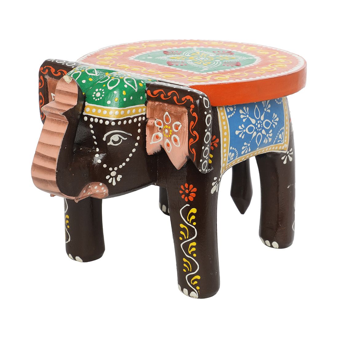 The Cocotier® Brown Wood Plant Stand/Foot Stool or Side Table for Office/Bedroom (6 inch).