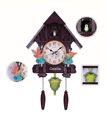 Three Secondz Cuckoo Wall Clock Lovely Children's Room Wall Clock - 65 cm x 16 cm x 37 cm - Fixed Door. Does not Open or Close (ChocoBrown)