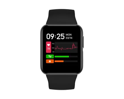 GOQii Smart Vital Lite SpO2 1.4" HD, Smart Notification Waterproof Smart Watch for Android Phones, Blood Oxygen, Fitness, Sports & Sleep Tracking with 3 Months Personal Coaching - Black