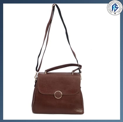 Genuine Leather Stylish Dark Brown  Satchel Bag for Girls & Women - Dark Brown