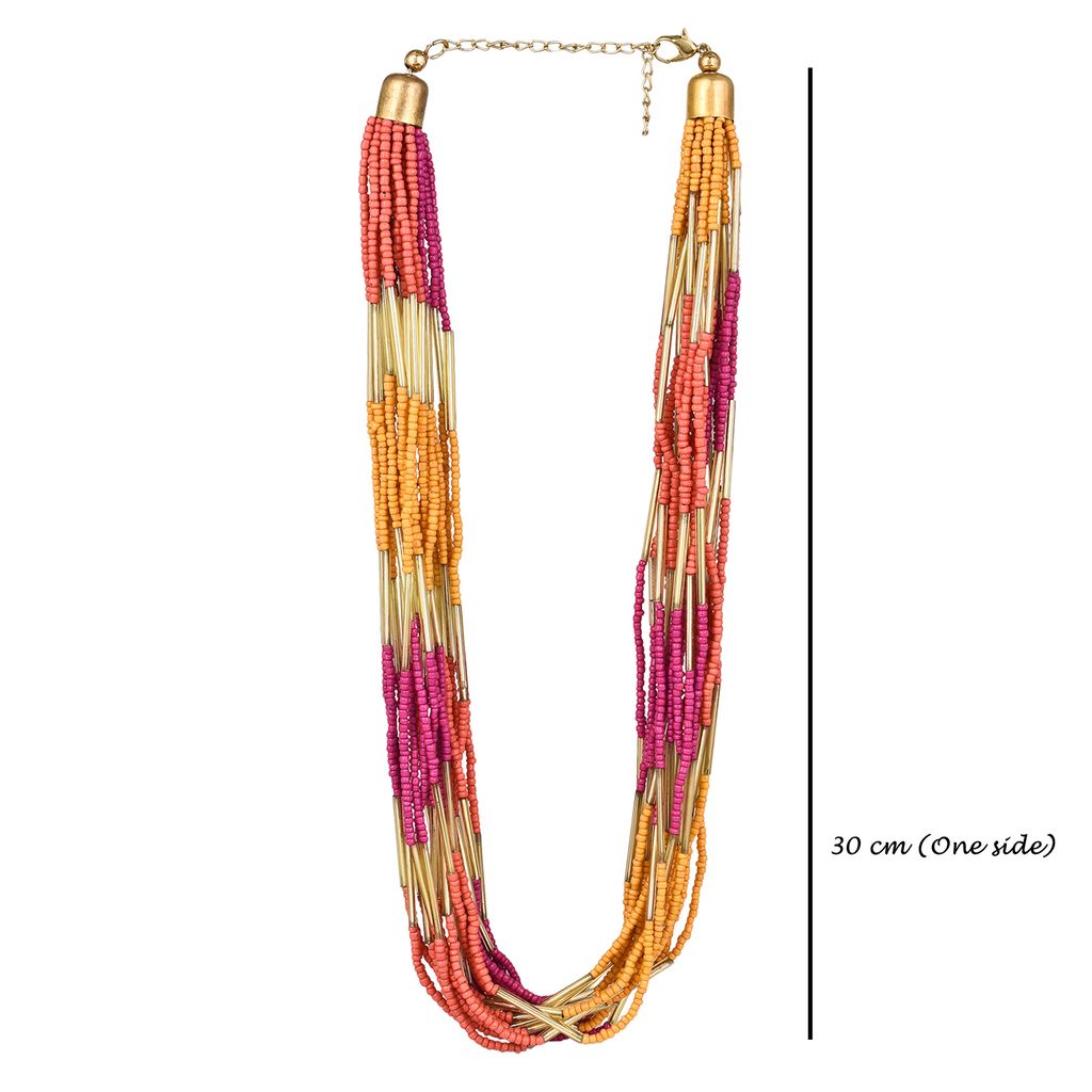 ARADHYA Designer Elegant Multi Layer Multi Color Beads Necklace for Women and Girls