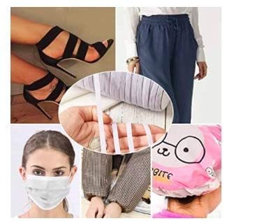 COSSESS 4MM C-3 (Rubber Count -3) White Elastic Cord Earloop for face mask - Elastic Loop Ear Rope Stretch Flat String Craft Project Bracelet String Trim for Crafting,Hanging, Mask Making 25 MTR