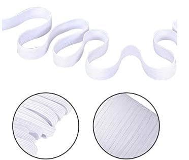 cossess 4 mm Flat String Elastic Cord Earloop for Face Mask, Craft Project, Bracelet Strings Trim for Crafting, Hanging, Masks Making, 25 m (White)