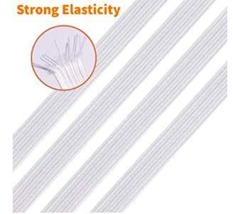 cossess 4 mm Flat String Elastic Cord Earloop for Face Mask, Craft Project, Bracelet Strings Trim for Crafting, Hanging, Masks Making, 25 m (White)