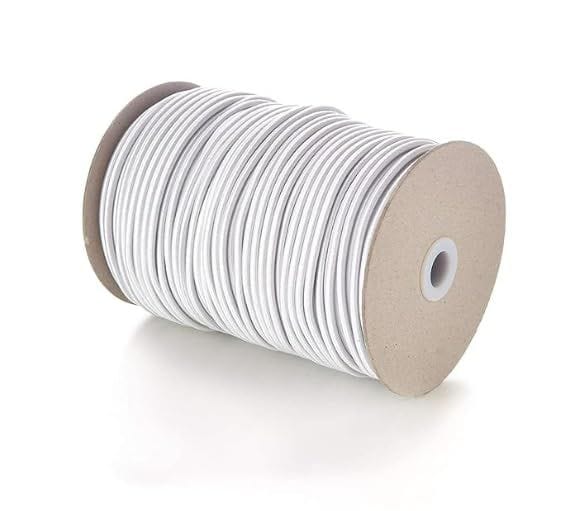 Cossess Premium Elastic Cord Strap 2mm White Round Stretchy Ear Loop Strap for Comfortable Ear Tie, Elastic Rope for Crafts DIY Sewing Scrunchie Making