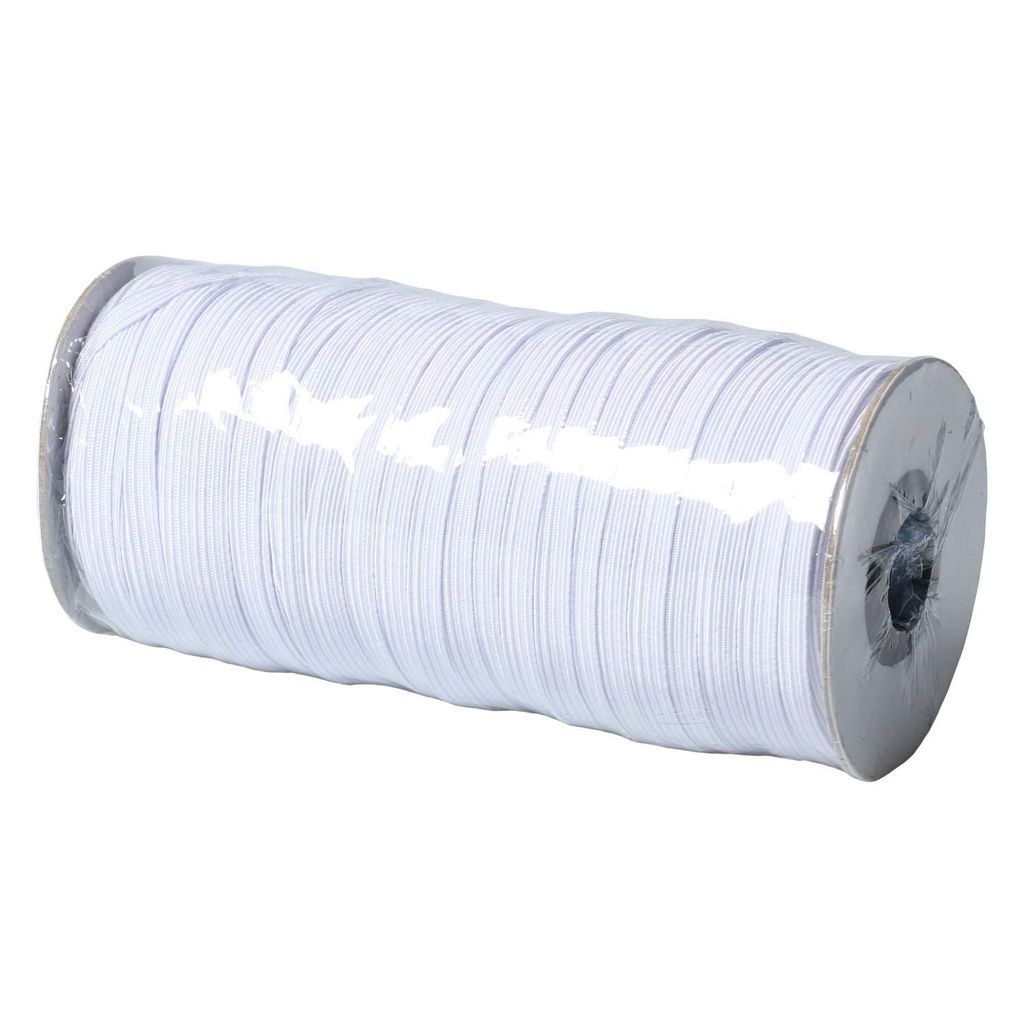 DDN White 80-Yards Length 6MM(approx. 1/4") Width Braided Elastic Cord/Elastic Band/Elastic Rope/Bungee/White Heavy Stretch Knit Elastic Spool (white)